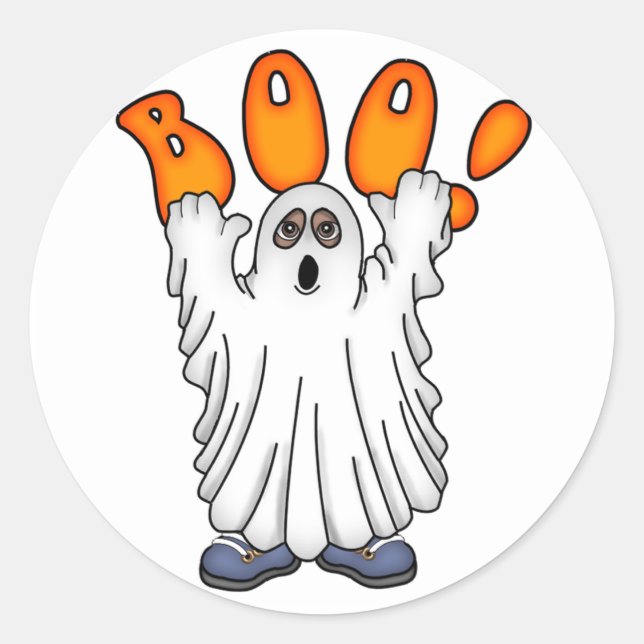 Pegatina Redonda Ghostly Boo (Anverso)