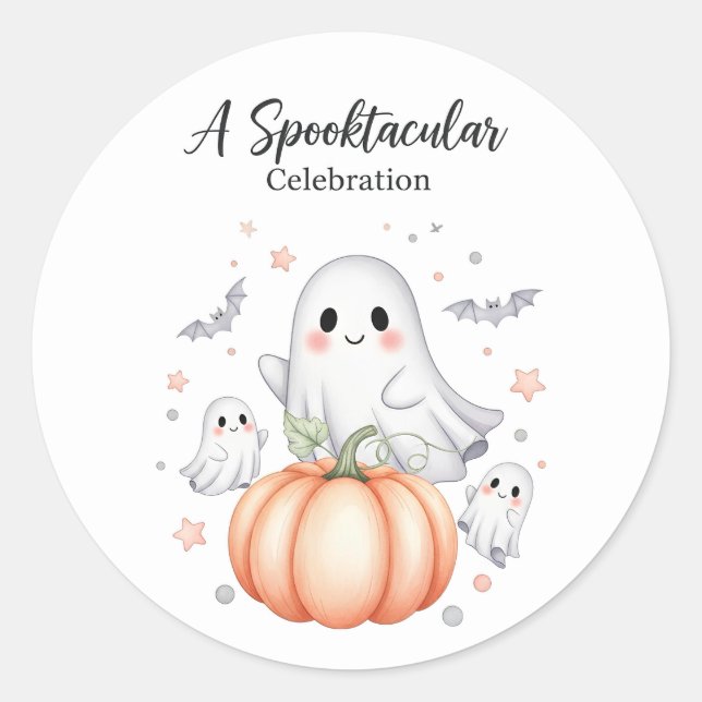 Pegatina Redonda Ghostly Fun Halloween (Anverso)
