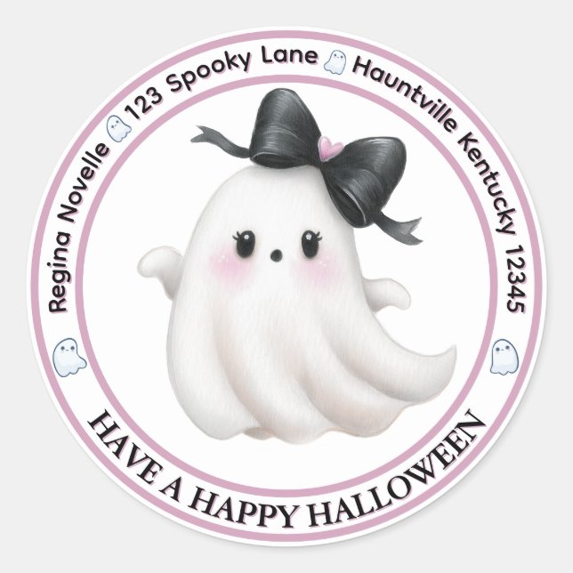 Pegatina Redonda Ghostly Greetings Enevelope Seal (Anverso)