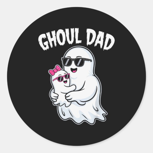 Pegatina Redonda Ghoul Dad Shirt Men Daddy Soky Halloween Ghost Cos (Anverso)