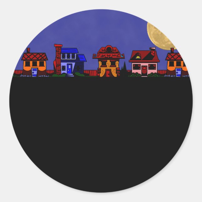 Pegatina Redonda Ghoul Lane Halloween (Anverso)