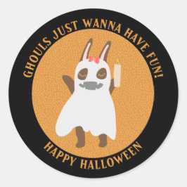 Pegatina Redonda Ghouls solo quiere divertirse, dulce conejo fantas