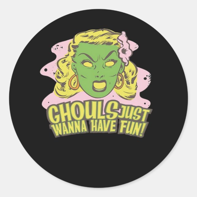 Pegatina Redonda Ghouls Solo Quiere Divertirse Lazy Sloth (Anverso)