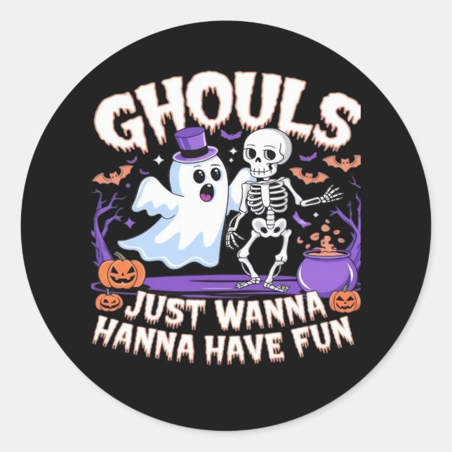 Pegatina Redonda Ghouls Solo Quiere Divertirse Lazy Sloth (Anverso)