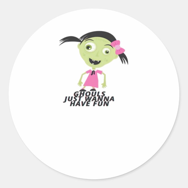 Pegatina Redonda Ghouls solo quiere tener una cita graciosa (Anverso)