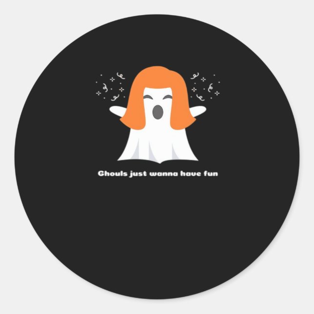 Pegatina Redonda Ghouls solo quieren divertirse con Halloween diver (Anverso)