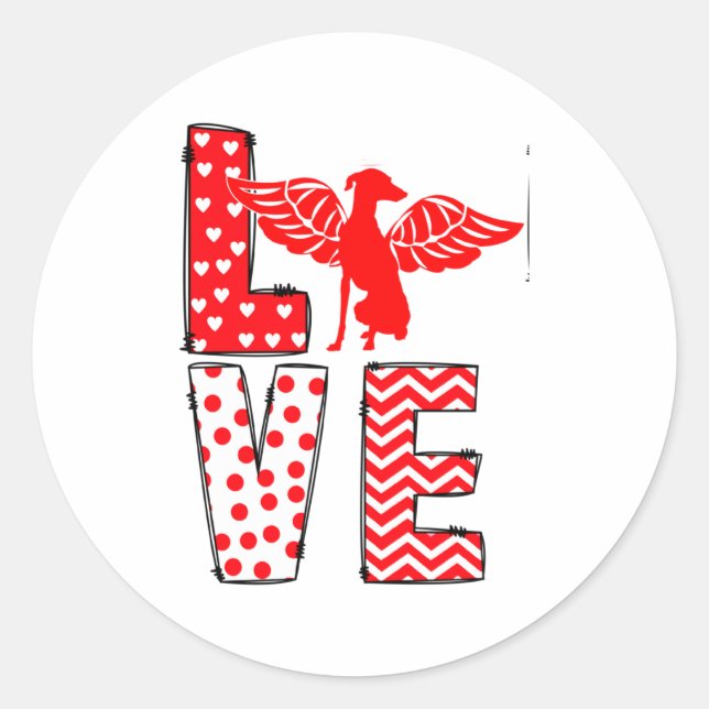 Pegatina Redonda Ghound Valentines Day Love Valentine Cute Heart  (Anverso)