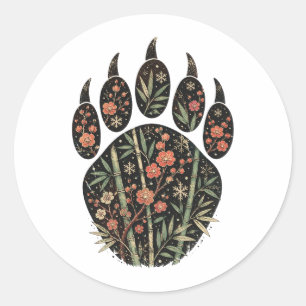 Pegatina Redonda Giant Panda Botanical Footprint Nature Sticker