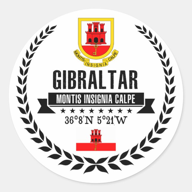 Pegatina Redonda Gibraltar (Anverso)
