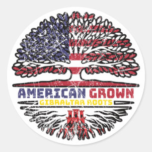 Pegatina Redonda Gibraltar Gibraltari Estados Unidos Unidos