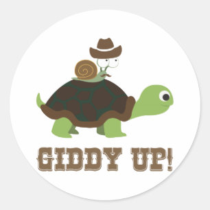 Pegatina Redonda ¡Giddy Up!
