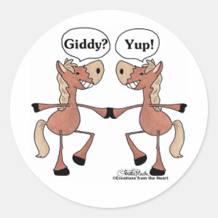 Pegatina Redonda Giddy Up Horses