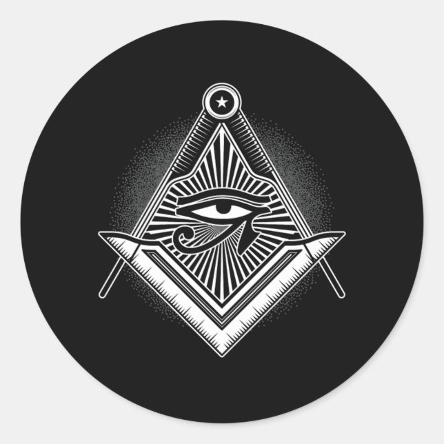 Pegatina Redonda Gif de conspiración de triángulo de la pirámide ma (Anverso)