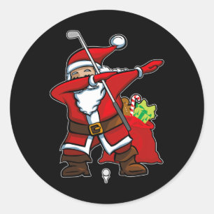 Pegatina Redonda Gif de Navidad Dabbing Golf Santa Hip Hop Dab Danc