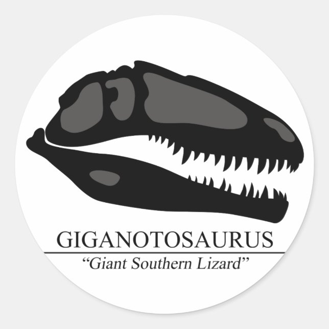 Pegatina Redonda Giganotosaurus Skull (Anverso)