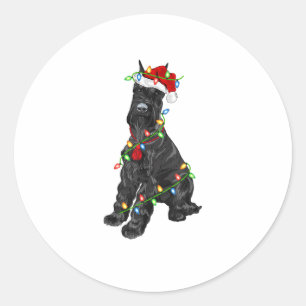 Pegatina Redonda Gigante Schnauzer Lover Xmas Santa Giant Schnauzer