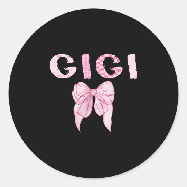 Pegatina Redonda Gigi Birthday Girl Matching Coquette Nk Bow  (Anverso)