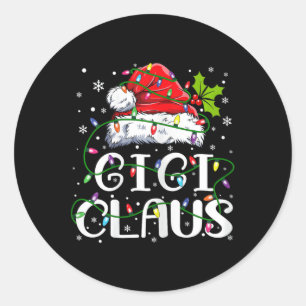 Pegatina Redonda Gigi Claus Navidades Santa Hat Familia Xma