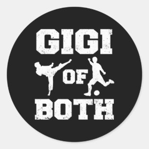 Pegatina Redonda Gigi de ambos Taekwondo Fútbol Divertido Artes Mar