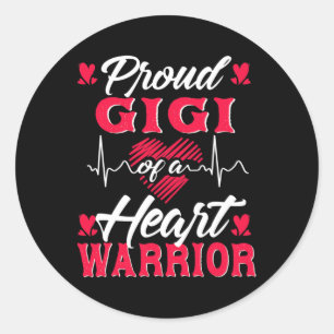 Pegatina Redonda Gigi De Un Guerrero Del Corazón Concienciación Del