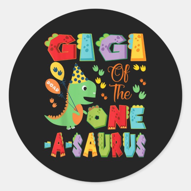 Pegatina Redonda Gigi Del Dinosaurio De Un Sauro (Anverso)