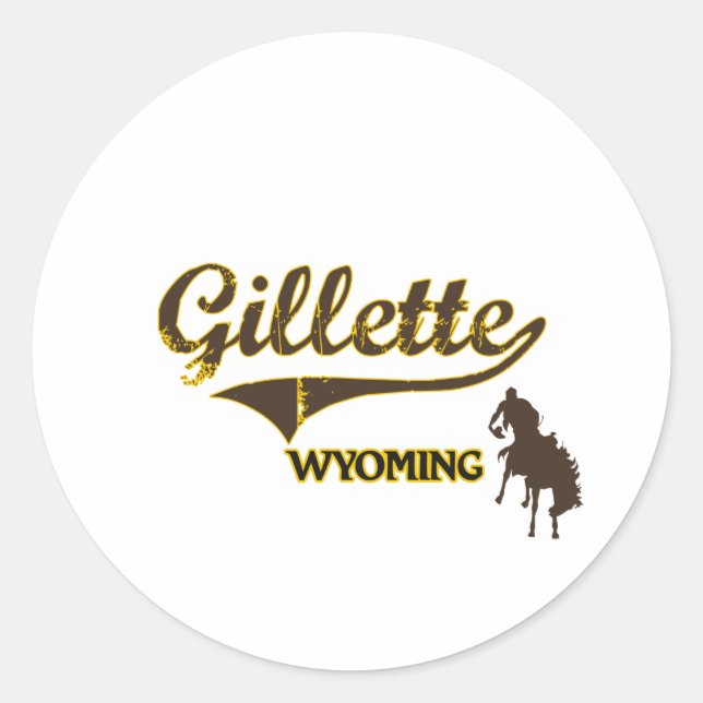 Pegatina Redonda Gillette Wyoming City Classic (Anverso)