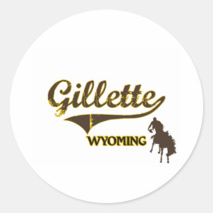 Pegatina Redonda Gillette Wyoming City Classic