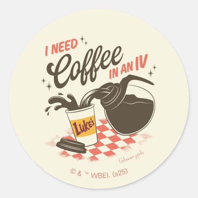 Pegatina Redonda Gilmore Girls Luke’s Coffee IV Quote (Anverso)