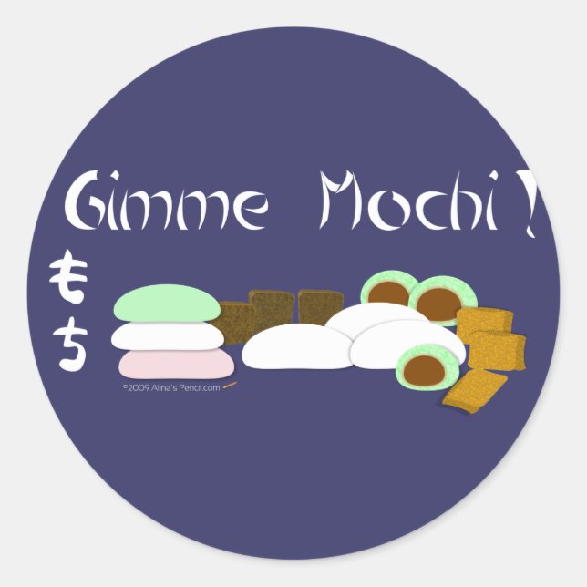 Pegatina Redonda Gimme Mochi Sticky Rice Cake (Anverso)