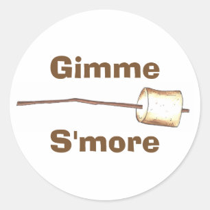Pegatina Redonda Gimme S'more Campfire Tostado Marshmallow Smores
