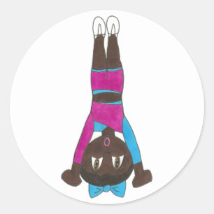 Pegatina Redonda Gimnasia Acro Acrobacia Baile Tumblando Gimnasta