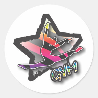 Pegatina Redonda Gimnasia de cebra del arcoiris