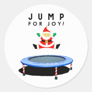 Pegatina Redonda Gimnasia en trampolín de vacaciones de Navidad