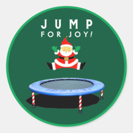 Pegatina Redonda Gimnasia en trampolín de vacaciones de Navidad