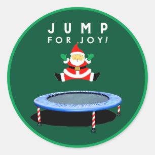 Pegatina Redonda Gimnasia en trampolín de vacaciones de Navidad