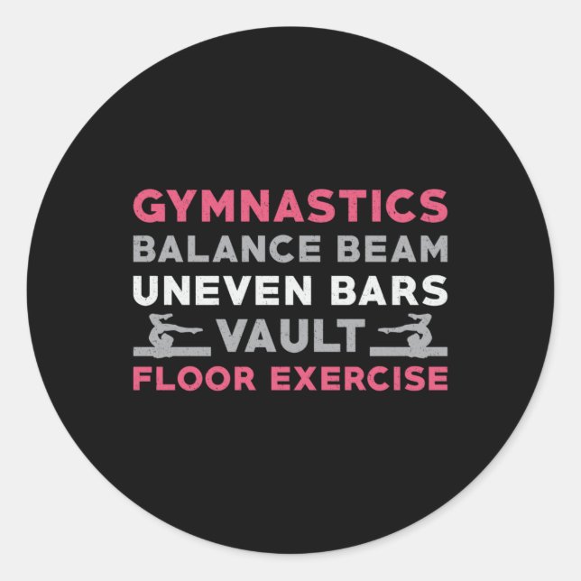 Pegatina Redonda Gimnasia Equilibrio Beam Uneven Bares Vault Gimnas (Anverso)