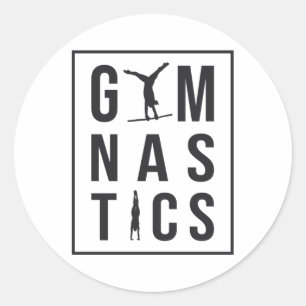 Pegatina Redonda Gimnasia Gimnasta Unven Barras Esperando Acrobat M