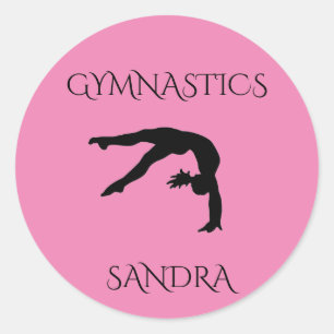 Pegatina Redonda Gimnasia pegatinas redondos rosados. Personalizar 