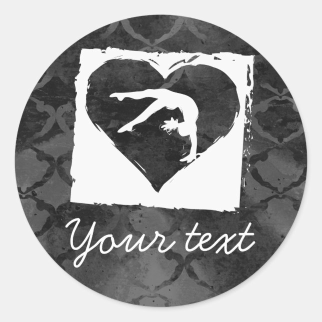 Pegatina Redonda Gimnasia personalizada Baila Gris cardíaco (Anverso)