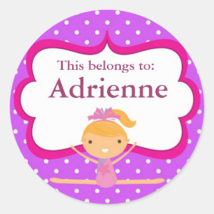 Pegatina Redonda Gimnasia púrpura del punto de nuevo a los