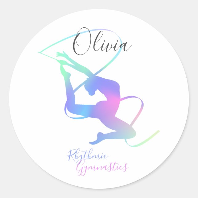 Pegatina Redonda Gimnasia rítmica con cinta (Anverso)