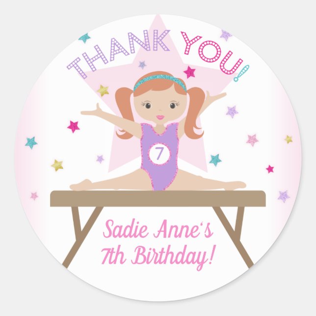 Pegatina Redonda Gimnasia Salta Partido Cumpleaños Cabello Rojo Gra (Anverso)