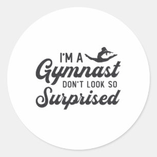 Pegatina Redonda Gimnasia, soy gimnasta, no me sorprendas tanto