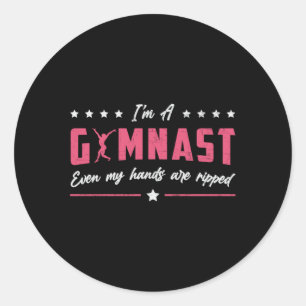Pegatina Redonda Gimnasia, soy una gimnasta de bóveda despareja