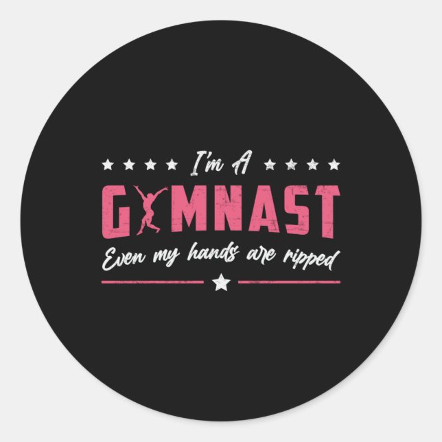 Pegatina Redonda Gimnasia, soy una gimnasta de bóveda despareja (Anverso)