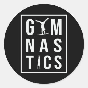 Pegatina Redonda Gimnasia Unven Barras Esperando a Acrobat Mat Gymn