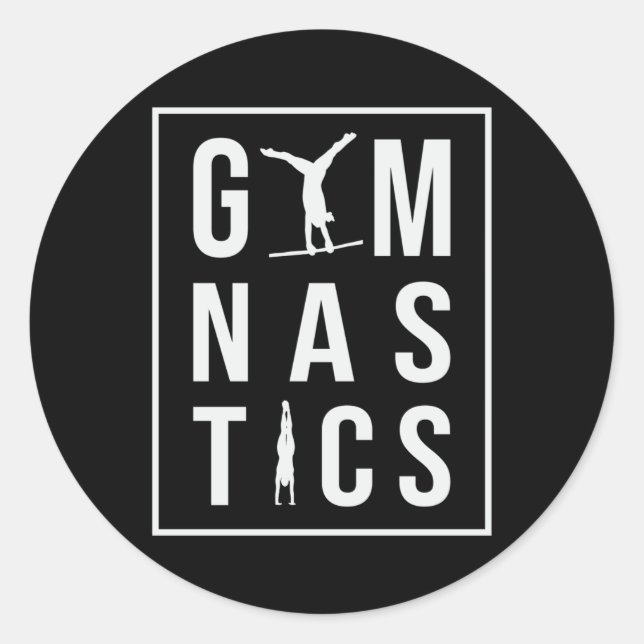 Pegatina Redonda Gimnasia Unven Barras Esperando a Acrobat Mat Gymn (Anverso)