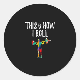 Pegatina Redonda Gimnasio Así es como hago Chica de Construcción de