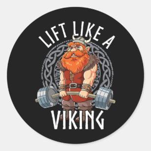 Pegatina Redonda Gimnasio culturismo Levanta como un vikingo