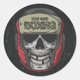 Pegatina Redonda Gimnasio de Boxer Fight Club Skeleton Boxing Perso
